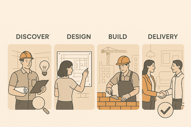 Team collaborating on a site plan